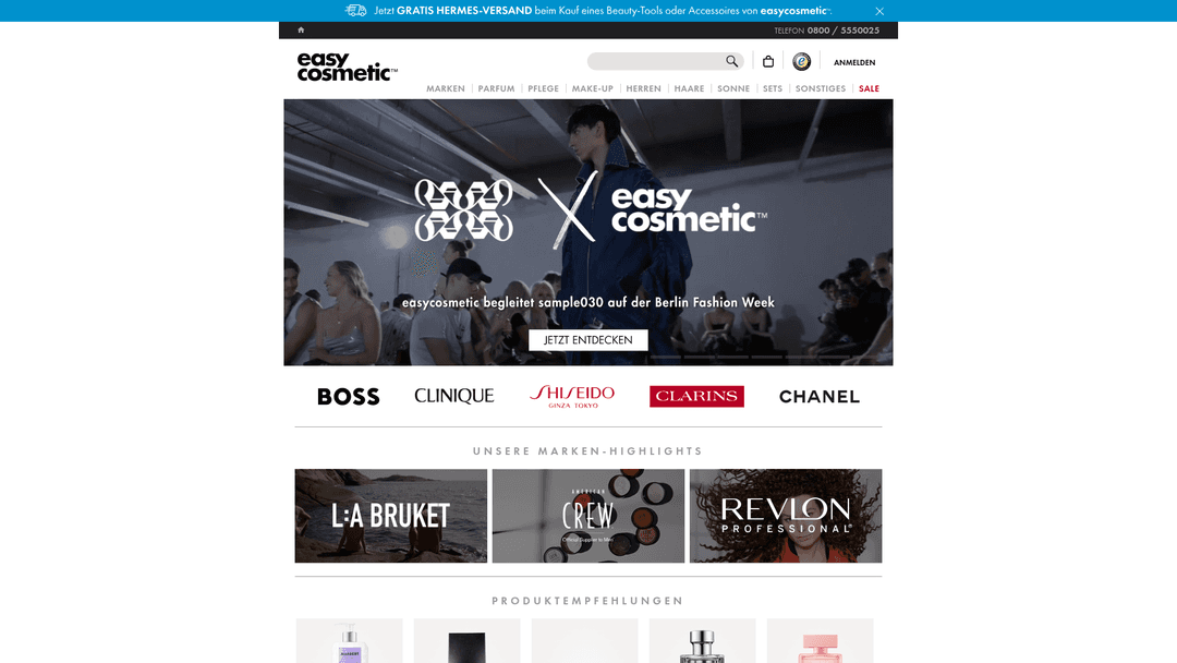 Startseite des easycosmetic Online-Shops
